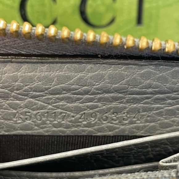 💎 24 Gucci Marmont Zip Around Wallet Gray Pebbled Leather - Picture 11 of 11